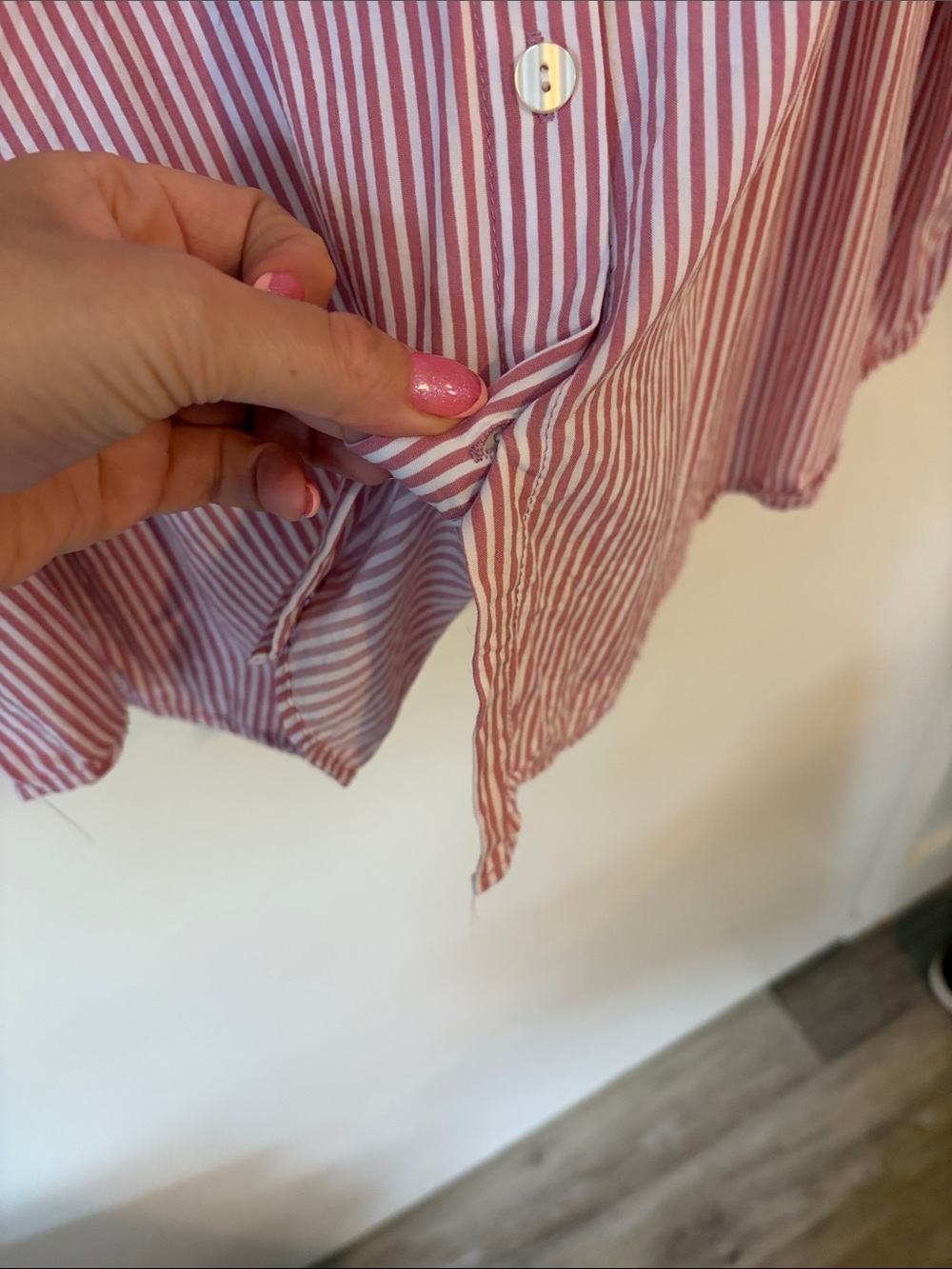 JANE + DELANCEY | Striped Pink and White Collared Women's Top - Picture 9 of 14